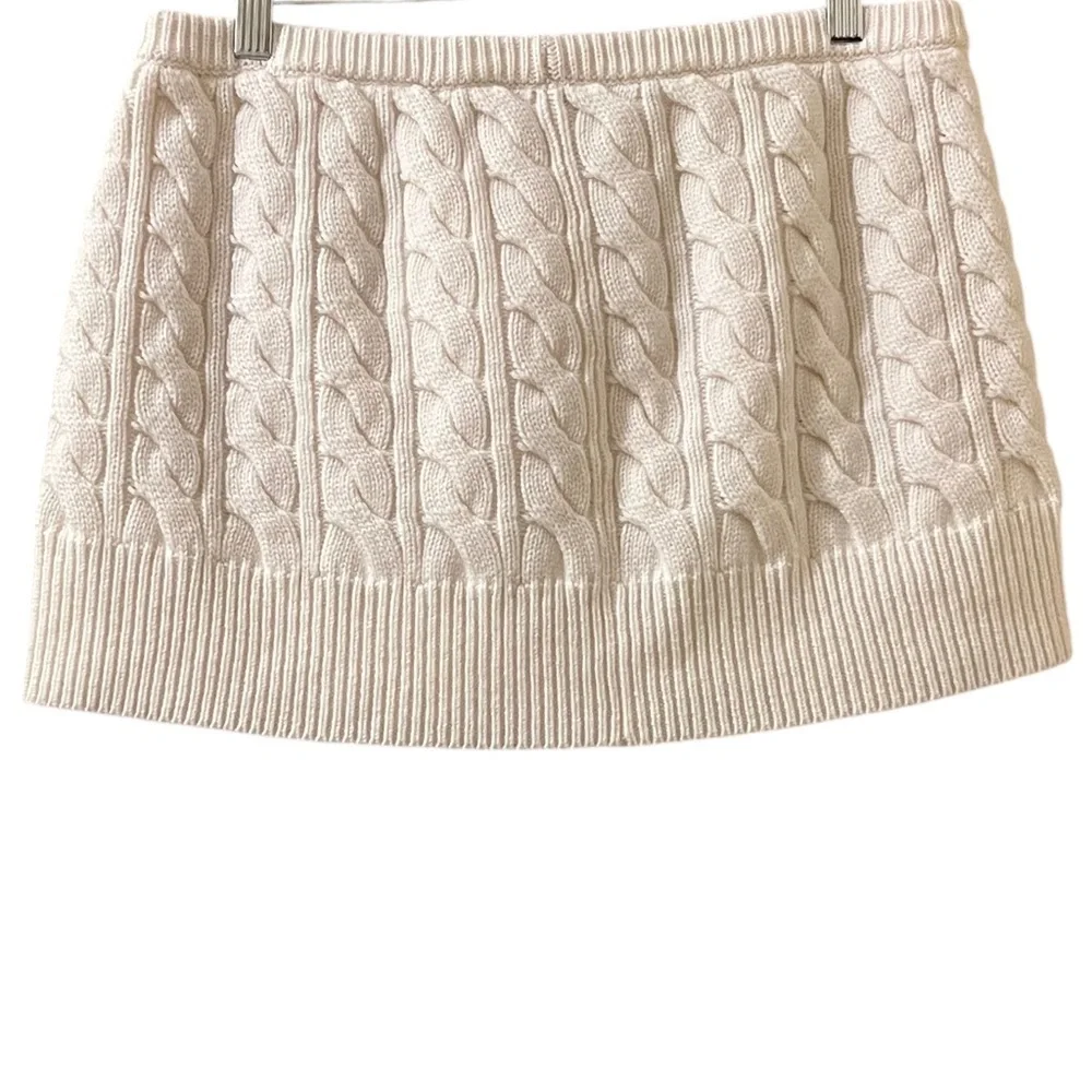 Christopher Esber Skirt Cable Knit Cashmere‎ Wool Blend Mini Sz L